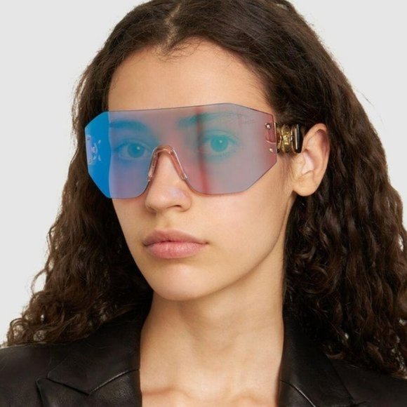 Versace VE2258 1002MA BRAND NEW Sunglasses Pink Mirrored Blue Shield Unisex main image 13